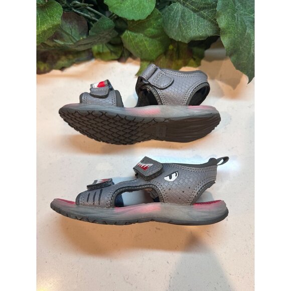 Carters Toddler Shark Themed Sandals Gray & Red Size 9M - Picture 2 of 7